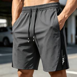 남성 여름 패션 패치워크 탄성 캐주얼 운동 반바지, 드로스트링 허리 밴드 및 포켓, 스포츠, 야외 활동 및 캐주얼 웨어에 적합, 카테고리: 남성 캐주얼 운동 반바지