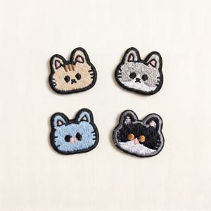 4개 고양이 자수 패치, 다리미 부착 뒷면 수선 패치, 의류 구멍 커버 장식 아플리케, 데님 재킷 백팩 모자 개인 맞춤 수정 재봉 추가, 재미있는 작은 사이즈 동물 애완 동물 패턴 패치