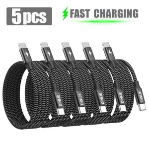타입 C to 타입 C 충전 케이블 5개, 나일론 우븐 USB C 고속 전송 데이터 케이블, 타입 C 고속 충전 케이블, iPad, Dell XPS, iPhone 17/16/15 Pro Max, for Samsung Galaxy, LG용, 100.58cm/201.17cm/3.02미터