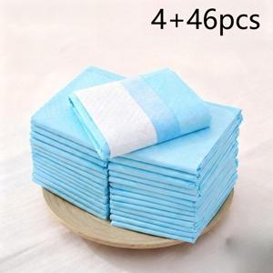 4+46개 흡수성 소변 패드 M 사이즈 45 X 60cm, 빠른 건조 표면, 누출 방지 및 미끄럼 방지, 소형 애완 동물 소변 패드, 일회용 고양이 및 강아지 훈련 패드에 적합
