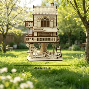 2층 나무집 나무 목재 3D 퍼즐 DIY 공예 키트 조립 모델 및 탁상용 장식품