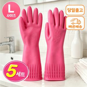 고품질 고무장갑 L 5세트 주방용 세척 및 청소 장갑 세탁 및 가정용