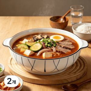 도자기 국그릇 대접 10인치 화상방지 손잡이 라면그릇 냉면그릇 된장찌개 스프볼 식당용 가정용 식기 주방 용품 슬림소녀