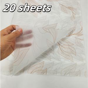 우아한 나뭇잎 패턴 티슈 페이퍼 20매, 20x14인치, 얇은 종이, 선물 포장용, 방습 의류, 레드 와인 포장, 선물 상자 충전재, 깨지기 쉬운 물품 보호 장식, 생일, 밸런타인데이, 크리스마스 선물용
