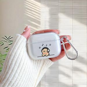 Airpods Pro/2/3/4용 투명 TPU 보호 케이스 - 키체인 후크가 있는 무선 이어버드용 소프트 케이스 (친구, 가족, 또는 남자친구를 위한 완벽한 선물, 할로윈/크리스마스/개학)