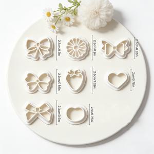 수제 주얼리, DIY 공예에 적합한 리본 & 과일 폴리머 클레이 커터 8개 세트, 사랑스러운 리본 & 과일 모양의 봄 클레이 몰드, 수지 및 클레이용 플라스틱 공예 도구, 어머니의 날, 부활절, 선물용, 전기 필요 없음