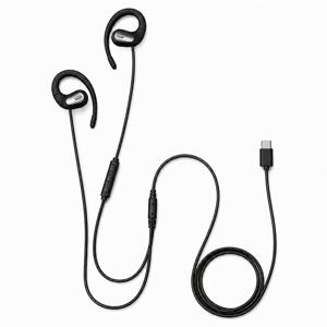Type-C 이어후크 유선 이어폰 (3버튼 인라인 컨트롤 및 마이크 포함), 사무실, 스포츠 및 일상 사용에 적합한 편안하고 안전한 착용감, 음성 통화 지원, Type-C 폰, 태블릿 및 컴퓨터와 널리 호환
