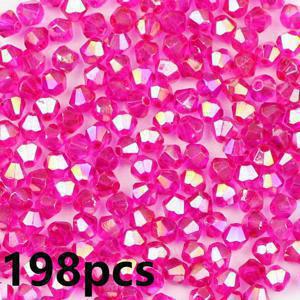 198개 3mm 다색 AB 무광 유리 구슬, 남녀 공용 DIY 액세서리 제작용, 팔찌·목걸이·신발 장식, 의류 꾸미기 소품, 목걸이 비즈 재료