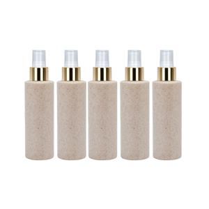 5개입 100ml/3.38oz 밀짚 스프레이 병, 골드 화이트 캡 포함, 에센셜 오일, 향수, 세척액 등에 적합한 고밀도 분사 스프레이 용기, 고품질 휴대용 화장품 용기 (소형, 휴대 가능)