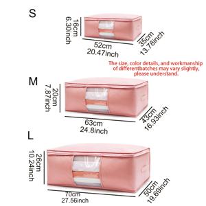 1개 핑크 퀼트 가방, 수납 가방 정리함, 면 옷 퀼트 이사 포장 가방 초대형 방진 가방 보이는 더블 핸들 수납 가방, 가정용 옷 정리 수납 가방, 침대 밑 수납