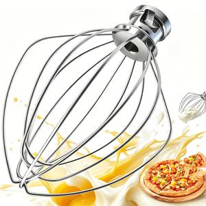 Kitchenaid 4.5쿼트 및 5쿼트 틸트 헤드 스탠드 믹서용 6선 스테인리스 스틸 거품기 부착물, 거품기 액세서리, 풍선 거품기