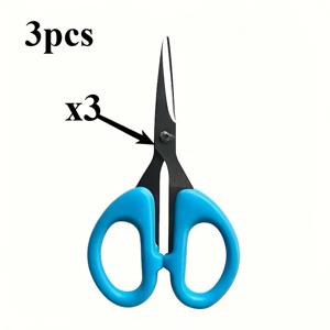 3개입 자수 가위 - 스테인리스 스틸 공예 및 재봉 가위, 파란색, 실 및 원단의 정밀 절단에 사용, 재봉 용품