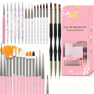 31개 전문가용 네일 아트 브러쉬 & 펜 세트, 글리터 도구 포함, 익스텐션 젤 브러쉬 & 나일론 브러쉬/펜, 가정용 DIY & 살롱용, 네일 아티스트를 위한 네일 도팅, 페인팅, 젤 폴리쉬 도포용 완전한 네일 디자인 키트