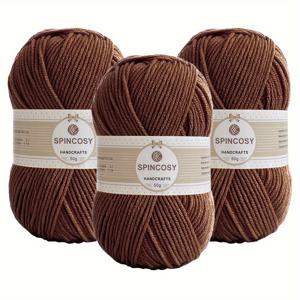 아크릴 원사 3개 세트, 50g, 100% 고품질 아크릴, 총 5.3온스/426야드, 부드러운 벌크 코바늘 뜨개실, 다양한 색상 - 화이트, 라이트 베이지, 블루, 레드, 라벤더, 라이트 퍼플, 옐로우, 그레이, 그린, DIY 뜨개질 및 코바늘 프로젝트, 스카프, 모자, 장갑, 담요, 옷, 수공예품에 적합