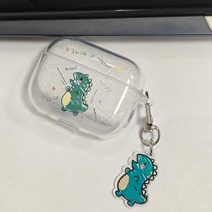 이상적으로 귀여운 공룡 패턴 TPU 소재 보호 케이스, Airpods 1/2/3/4/Pro/Pro2/Pro3세대 이어폰 케이스에 적합, 공룡 펜던트 포함, 친구 및 가족을 위한 완벽한 선물