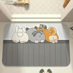 카툰 패션 속건성 흡수성 매트 - 미끄럼 방지, 욕실 및 주방 입구에 적합, 세탁 가능한 욕실 매트, 홈 데코, 부드러운 소재, 내구성 있는 원단