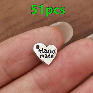 51개 '핸드메이드' 레터 하트 펜던트, 여성 패션 참 펜던트, DIY 핸드메이드 목걸이, 귀걸이, 팔찌, 발찌 액세서리, 스타일, 주얼리 제작 참, 수제 공예 선물 액세서리
