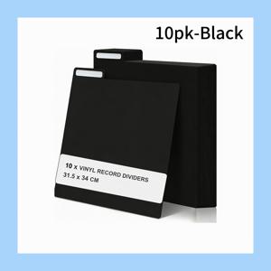 10개 비닐 레코드 칸막이 (쓰기 가능한 스티커 포함), 비닐 레코드 칸막이 스탠드 정리 가이드, 재사용 가능한 아카이브 칸막이 (블랙/화이트)