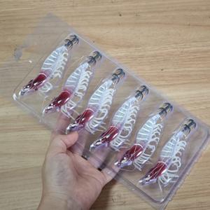 6pcs/set Glow Horizontal Squid Jig Egi Bait 10.5cm Saltwater Fishing Simulation Shrimp Lure UV Octopus Shrimp Sea Tale