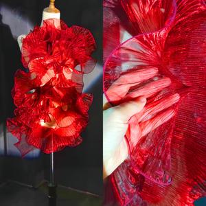 3/5야드, 폭 12cm, 우아한 주름 눈꽃 패턴 레ース 트림이 있는 러플 레이스 엣지 오간자 쉬폰 원단. 여성 드레스, 의류, 가방, 파티 장식, DIY 가운, 칼라 재봉 장식, 의류 액세서리용