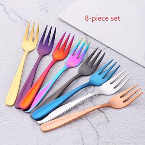 8개 포크 세트, 식품 등급 304 스테인리스 스틸, 14.2Cm/5.59In, 소형 포크, 가정 및 레스토랑 식기, 디저트 포크, 케이크 포크, 스낵 포크, 티 포크, 과일 샐러드 포크, 3단 포크, 식기세척기 사용 가능