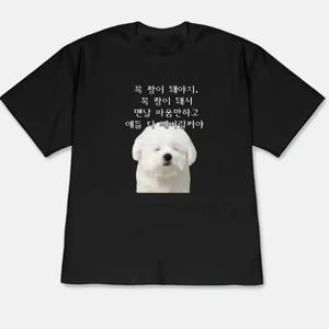 남녀공용 한글 텍스트 & 푹신한 강아지 프린트 티셔츠 - 가볍고 통기성 좋은 반팔 라운드넥 캐주얼 여름 상의, 훈련, 헬스장용 - 한글 레터링 & 강아지 아웃도어 셔츠