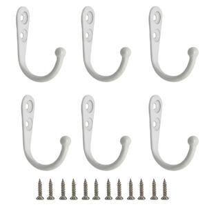 18개 다용도 후크 세트 - 6개 금속 단일 프롱 벽걸이 후크 + 12개 장착 나사, 4가지 색상 헤비 듀티 옷걸이, 수건, 가방, 열쇠, 주방, 욕실, 옷장, 차고, 가정용 보관용 녹 방지 후크