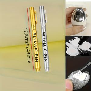 거울 마커 펜 2개 + 고품질 수제 종이책 1개(책당 100매) 랜덤 증정, DIY 반사 거울 마커, 크롬 골든 & 실버리 마커, 사인용, 자동차 스타일링, 미술 공예, 머그잔, 세라믹, 유리 제품용. 페인팅 용품 > 미술 도구 > 판화 도구 > 마커