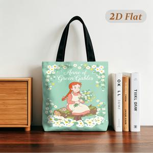 대용량 토트백 빨간 머리의 앤 토트백 - 열전사 프린트가 있는 미적 사각형 크로스바디백, 여행, 해변, 쇼핑에 적합 | 생일, 선물, 데일리용 재사용 가능한 가방 | 앤 테마 2D 평면 프린트, 남성/여성용 선물, 여름 트렌드, 2D 평면