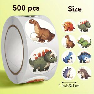 500개/롤, 공룡 알을 잡는 10가지 스타일 패턴, 태블릿, 휴대폰 케이스, 노트북, 제품 포장, 스케이트보드 및 기타 장식에 적합, 이상적인 선물