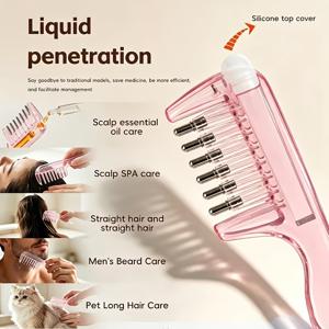 투명 보관 디자인, 누출 방지 오일 빗, 머리 및 턱수염 오일 핸드 마사지 대체, 두피 및 턱수염 부드러짐, 가정용 여성 두피 관리 남성 턱수염 관리 휴대용 헤어브러쉬