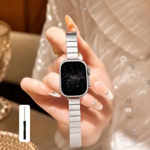 애플 워치 밴드용 스테인리스 스틸 시계줄 45mm 울트라 49mm 38mm 42mm 41mm 40mm 44mm 46mm, 아이워치 시리즈 울트라 11 10 6 5 4 3 2 1 Se용 여성용 메탈 팔찌 스트랩