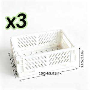 3개 접이식 수납 상자, 쌓을 수 있고 접을 수 있는 책상 정리함, 문구 테이프, 노트북, 화장품, 공예 용품 등에 적합; 다기능 탁상형 서랍형 정리함, 가정 사무실, 교실, 기숙사, 화장대에 이상적