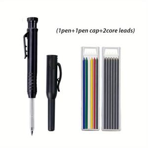2.8mm 목공용 자동 연필 4개 세트 (리필 2박스 포함, 연필깎이 및 캡 제공), 깊은 구멍 표시를 위한 정밀 필기 도구, 건축가 및 목수에게 적합