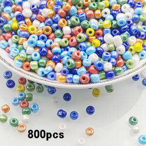 4mm/800개 광택 유리 시드 비즈 (색상 랜덤) 팔찌 루즈 비즈 목걸이 폰 체인 장식 수제 비즈 재료