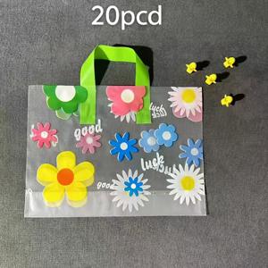 그녀/그를 위한 선물 20개입 작은 꽃무늬 선물 가방 토트백 쇼핑백 - 디자인의 두꺼운 플라스틱 소매용 및 선물용 가방, 내구성 있는 쇼핑용, 휴일 선물 및 의류 포장용 가방, 다기능 토트백 | 스타일리시한 쇼핑백 | 튼튼한 핸드백, 작은 선물 가방