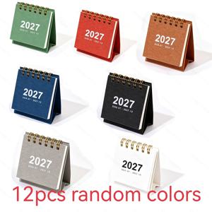 12개 랜덤 색상 2027 미니 탁상용 달력 세트, 소형 탁상용 달력, 2027 선물 도매, 가정, 파티, 크리스마스 선물, 동료 선물, 신학기 선물용으로 적합