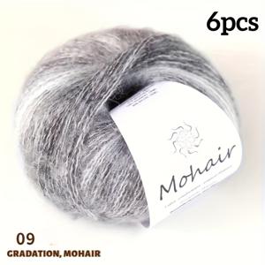 25색상, 6볼 세트 150g, 그라데이션 모헤어 실, 다양한 색상 옵션, 스웨터, 숄, 스카프, 핸드메이드 볼 뜨개질용