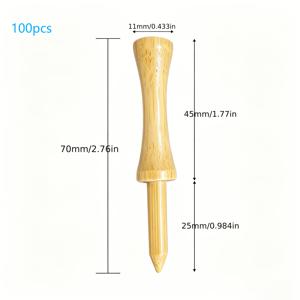 골프 티 100개입 60mm/65mm/70mm 대나무 바퀴형 말뚝, 튼튼한 이중구조 스토퍼 골프 티