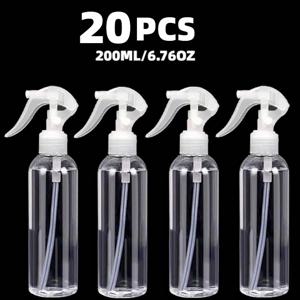 투명 플라스틱 스프레이 병 20개입 200ml / 6.76oz, 누수 방지 설계, 트리거식, 재사용 가능한 미세 미스트 스프레이, 액체 추가에 편리, 세정제, 헤어 케어 제품, 가정용 원예 및 여행용 스프레이 병에 적합