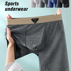 랜덤 5개 남성용 속건성 섬유 원단 통기성 메쉬 반투명 긴 속옷, 상쾌하고 편안하며 비제약적인 스포츠 복서 브리프, 마찰이나 조임 없이 신축성 있는 속옷, 일상적인 캐주얼 착용에 적합