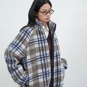 UNISEX 웜 체크 플리스 집업 점퍼 [NAVY] / SBE3U07013-WOMAN