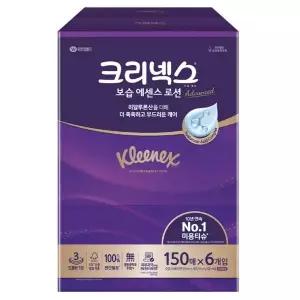 보습에센스 로션 미용티슈 150매 X 6개입 | 크리넥스 | 탕비실 사무실 학원 팬트리 저자극 도톰한 보습성분