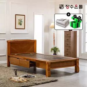 [장수온돌]장수온돌 온재 서랍형 칠보석 돌침대 온열 건강침대 싱글침대