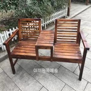 2인용 야외 정원 원목 공원 티테이블 벤치 의자 테라스
