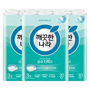 깨끗한나라 순수 디럭스 30m 30롤 3개
