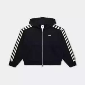 adidas 후드 집업 - 블랙크림화이트 / KC9315