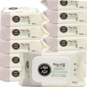 밀대 하늘선물 물티슈 캡형 휴대형 유아 아기 100매x12개