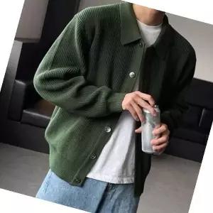 카라가디건 남성 3컬러 베이직 간절기 하찌 니트 카라 가디건