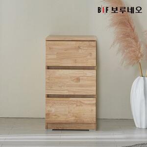 [보루네오하우스]앳홈 테드 러버 원목 400 3단 서랍장 (깊이400)